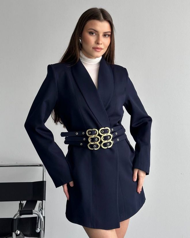 My Jest Fashion Navy Blue Formal Single Breasted Blazer Jacket Wholesale Clothing Formal