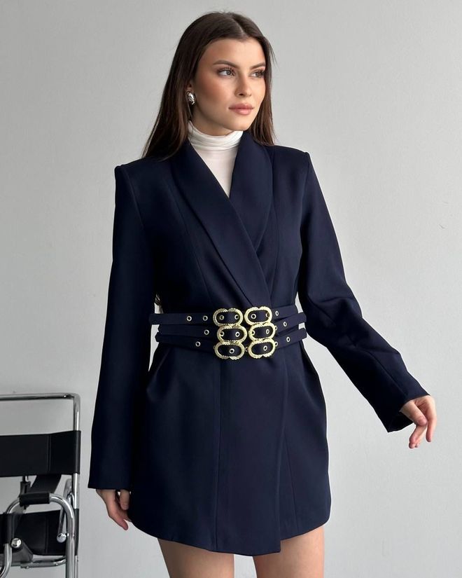 My Jest Fashion Navy Blue Formal Single Breasted Blazer Jacket Wholesale Clothing Work