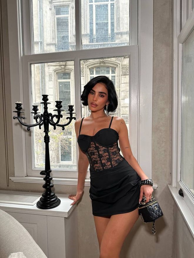 My Jest Fashion Black Corset Mini Dress Sexy Elegant Sweetheart Neck Wholesale Clothing Spring