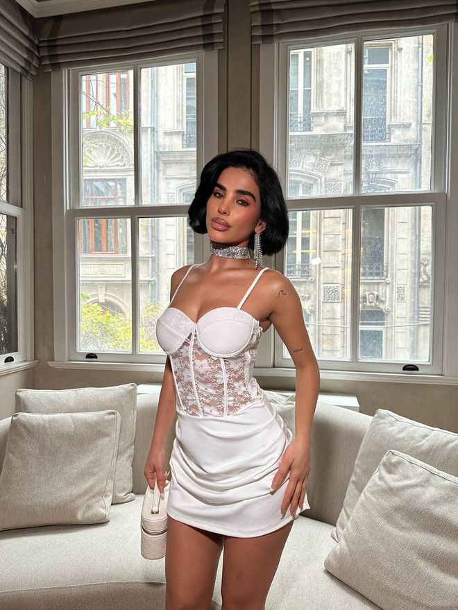 My Jest Fashion Vestito Mini Bianco A Corsetto Con Scollo A Cuore Abbigliamento all'ingrosso Sexy