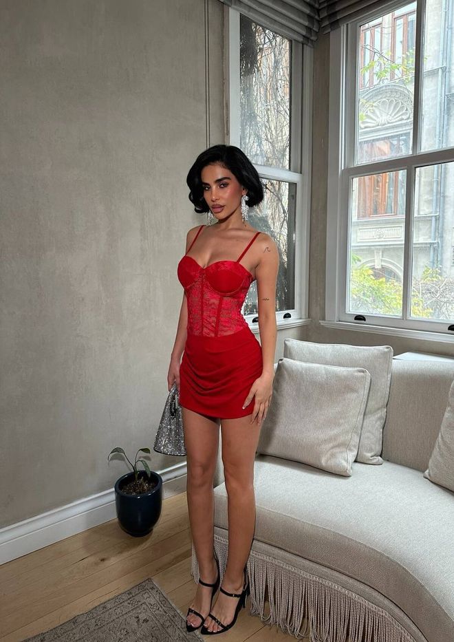 My Jest Fashion Červené Mini Bodycon Šaty So Srdiečkovým Výstrihom Veľkoobchod s oblečením 1