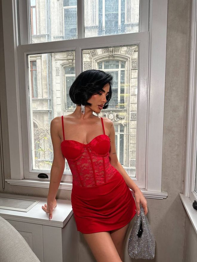 My Jest Fashion Červené Mini Bodycon Šaty So Srdiečkovým Výstrihom Veľkoobchod s oblečením 5