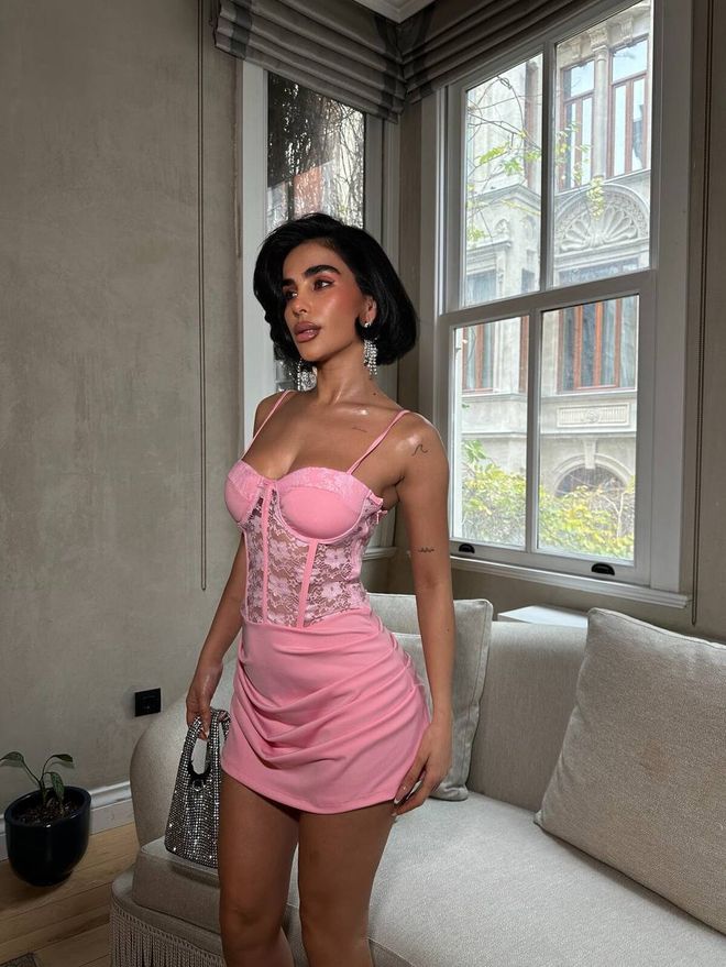 My Jest Fashion Pink Bodycon Dress With Sweetheart Neck Wholesale Clothing Birthday