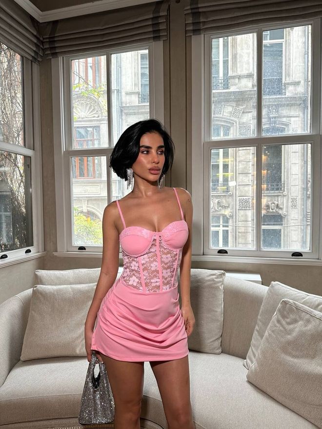 My Jest Fashion Pink Bodycon Dress With Sweetheart Neck Wholesale Clothing 5