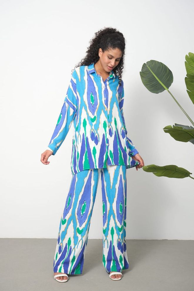 MyBee Belle Mare Linen Suit Blue Wholesale Clothing Casual