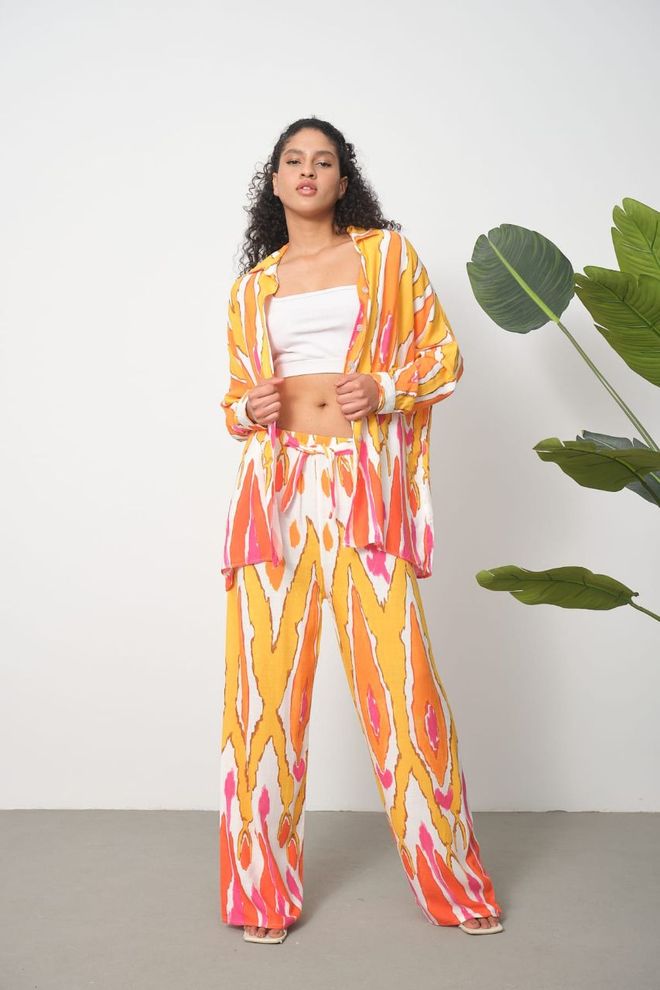 MyBee Belle Mare Linen Suit Yellow Wholesale Clothing Casual