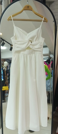 A wholesale clothing model wears MYB10189 - Strap Dress - White, Turkish wholesale Dress of MyBee