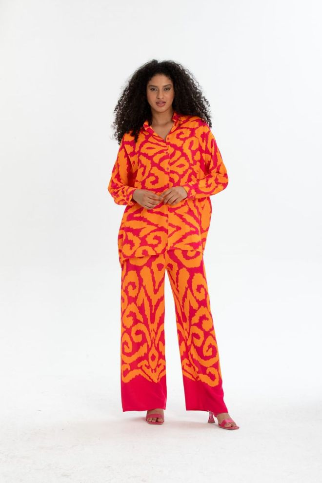 MyBee Viscose Suit Orange Wholesale Clothing Casual