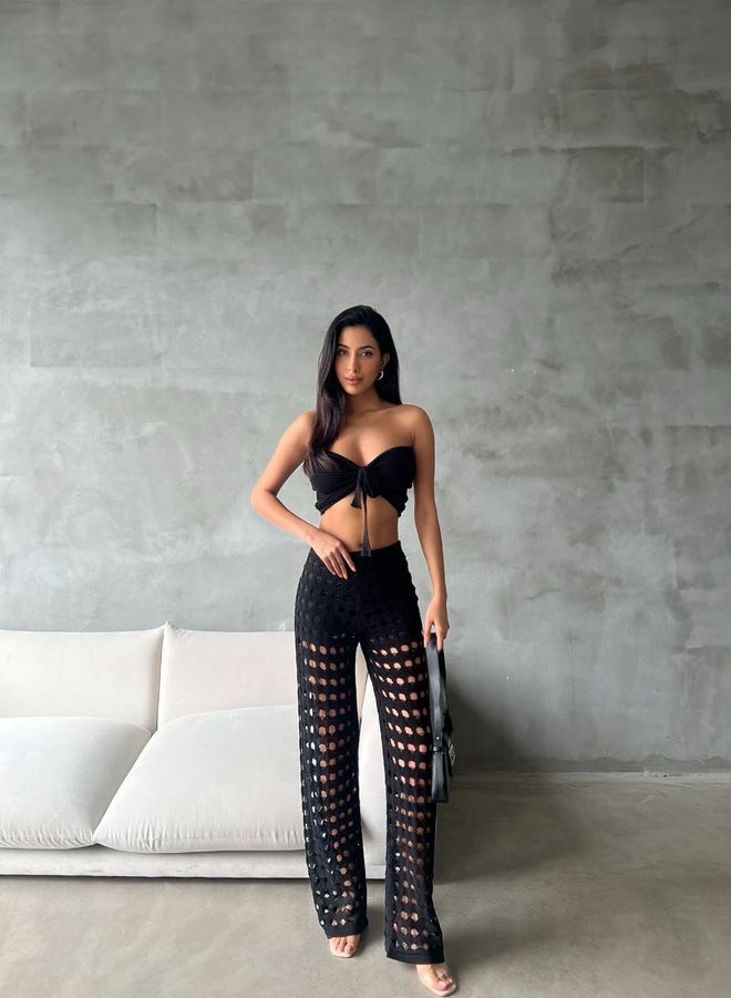 MyBee Lined Knitwear Suit Black Wholesale Clothing Casual