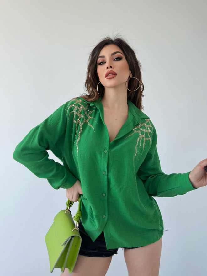 MyBee Overhemd Vlam Groen Groothandel Kleding Elegant