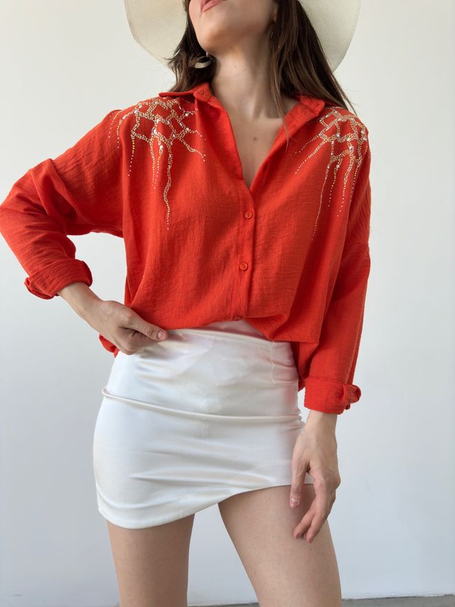 MyBee Overhemd Vlam Oranje Groothandel Kleding Elegant