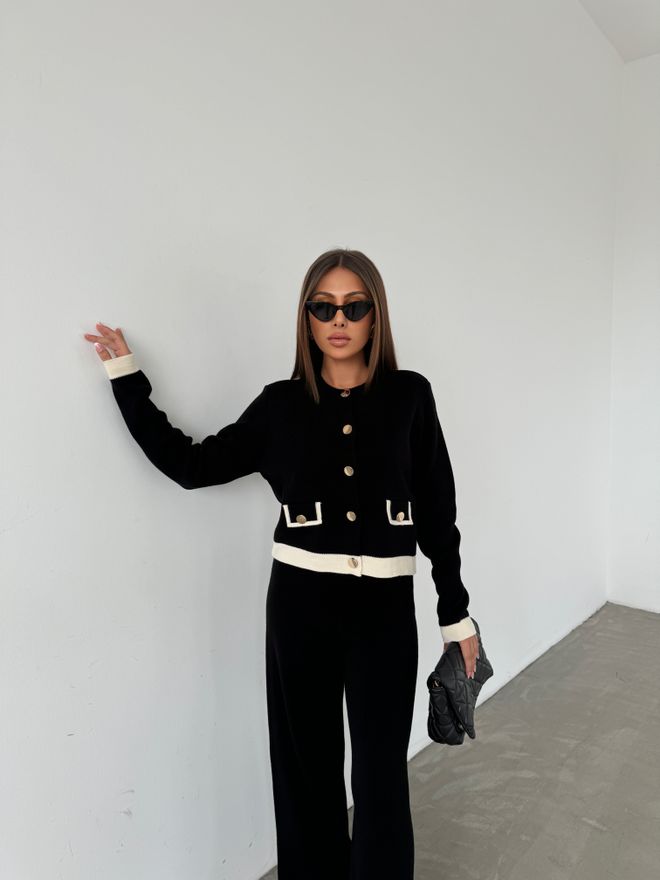 MyBee Winter Beauty Knitwear Set Black Wholesale Clothing Acrylic