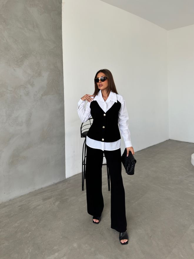 MyBee Fato Colete Em Malha Preto Roupas por atacado Casual