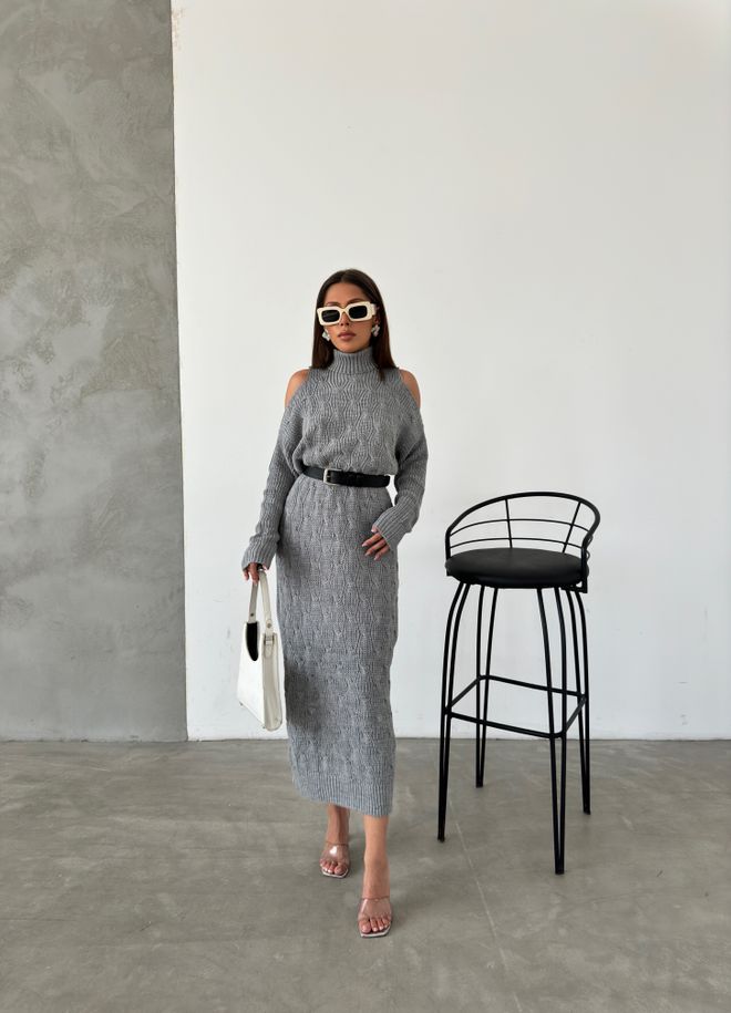 MyBee Elegant Shoulder Grey Wholesale Clothing Elegant