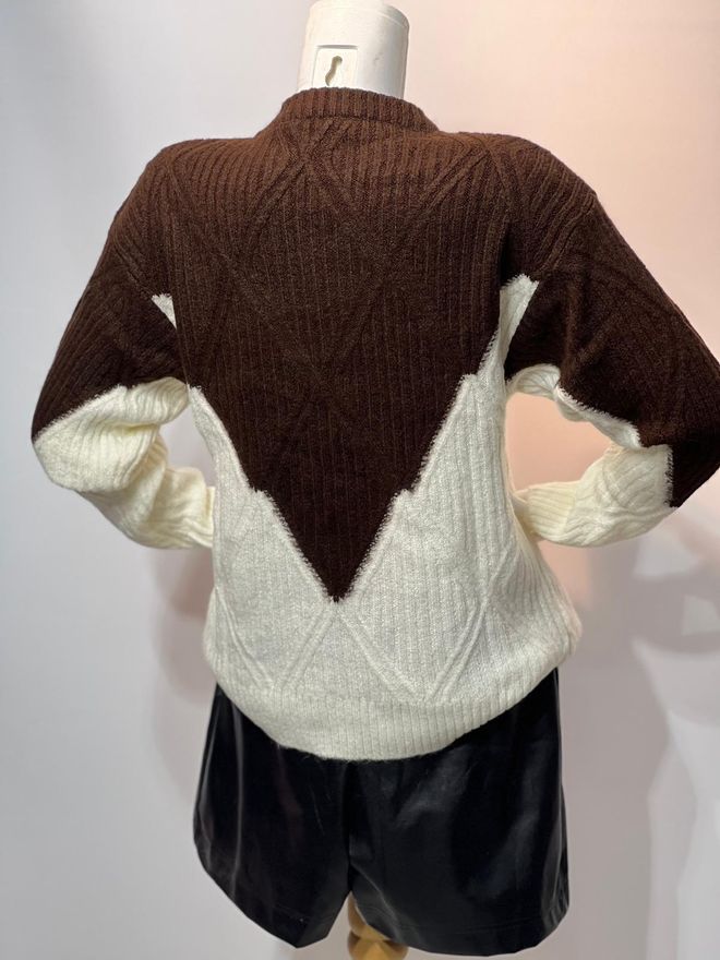 MyBee Soft İntersia Kazak Koyu Kahve Toptan Giyim Akrilik