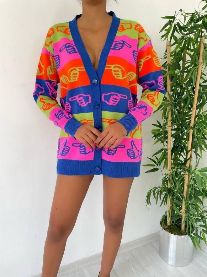 MyBee Knitted Cardigan Blue Wholesale Clothing Casual