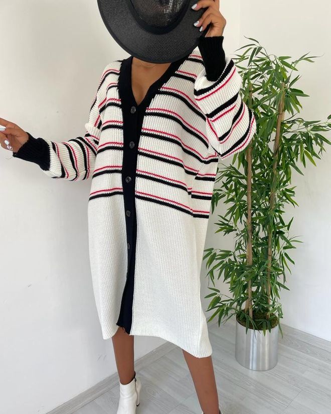 MyBee Long Cardigan Ecru Wholesale Clothing Casual