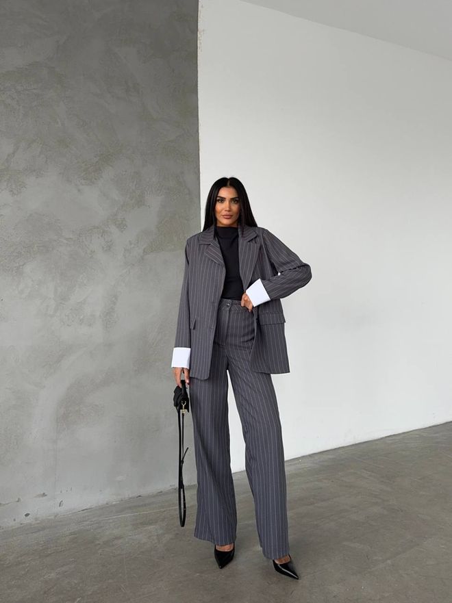 MyBee Set Giacca E Pantaloni Antracite Abbigliamento all'ingrosso Elegante