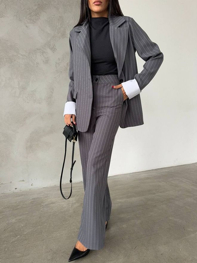 MyBee Jacket Trouser Set Anthracite Wholesale Clothing Cotton