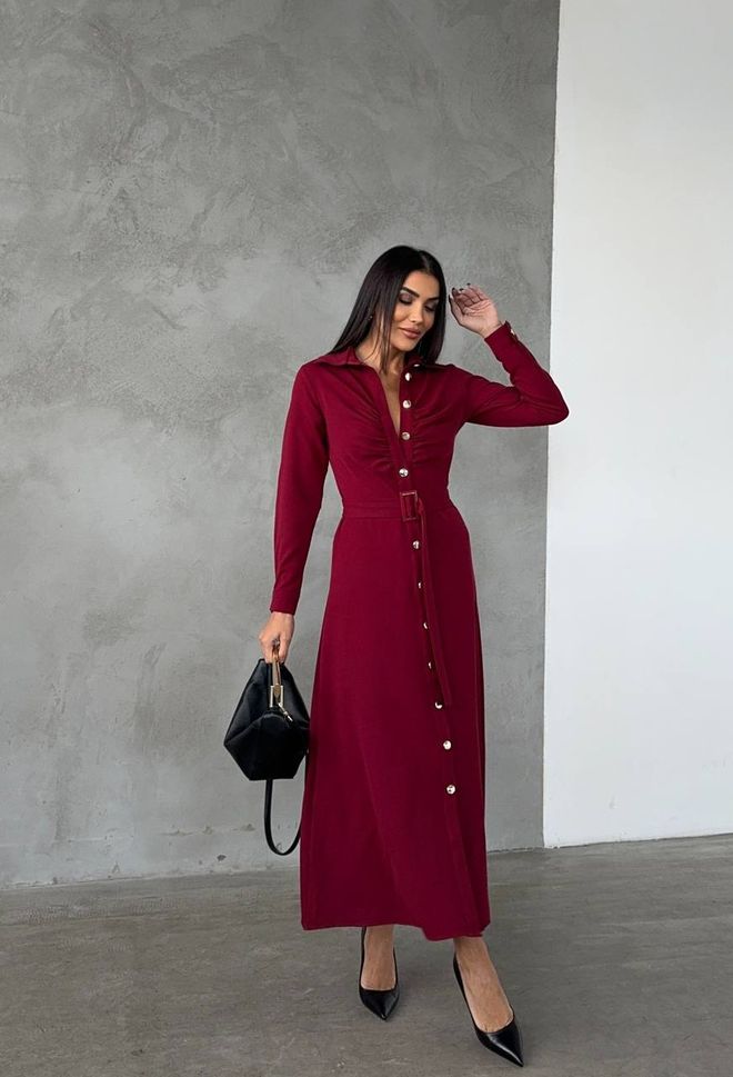 MyBee Matilda Dress Claret Red Wholesale Clothing Elegant
