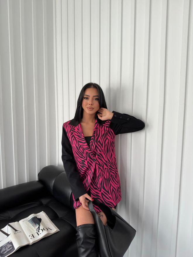 MyBee Zebra Pattern Jacket Fuchsia Wholesale Clothing Cotton