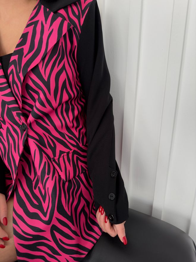 MyBee Zebra Pattern Jacket Fuchsia Wholesale Clothing Formal