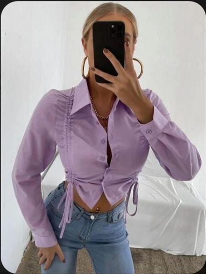 MyBee Camicia Con Dettagli Volant Lilla Abbigliamento all'ingrosso Casuale