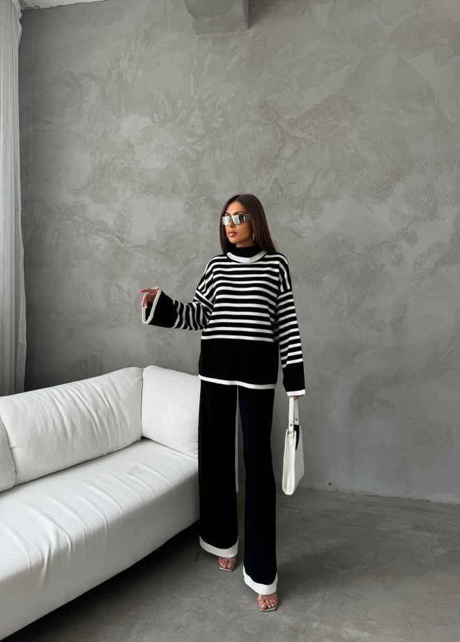 MyBee Σετ Πλεκτά Γραμμή Μαύρο Χονδρικό εμπόριο ενδυμάτων Casual