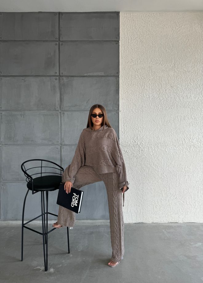 MyBee Hoddie Knitwear Set Mink Wholesale Clothing Wool