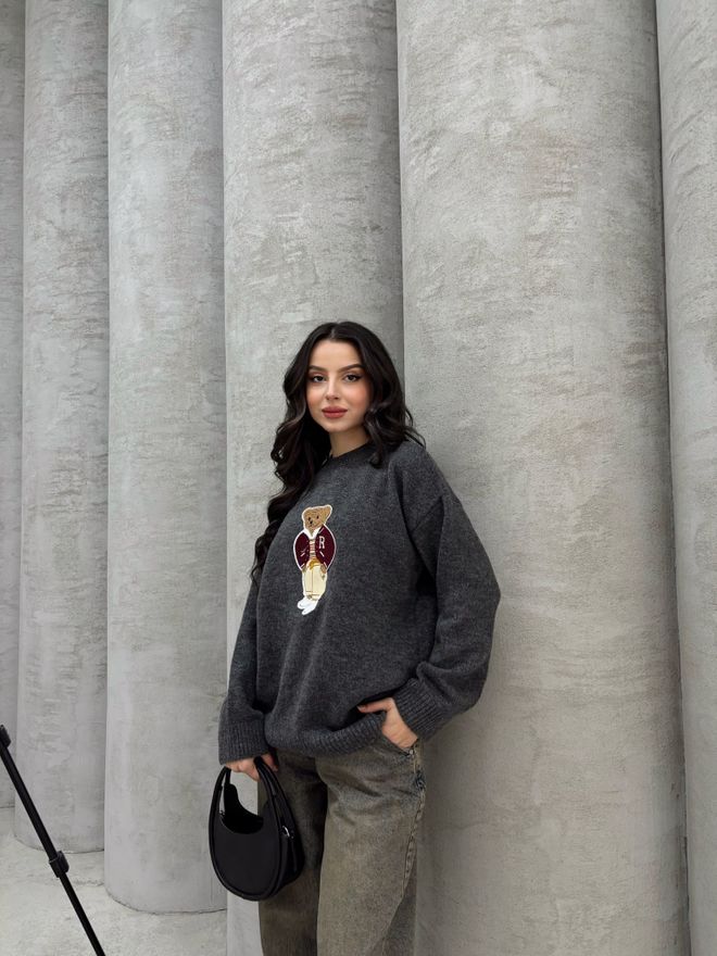 MyBee سترة مرتفعة رمادي ملابس بالجملة صوف