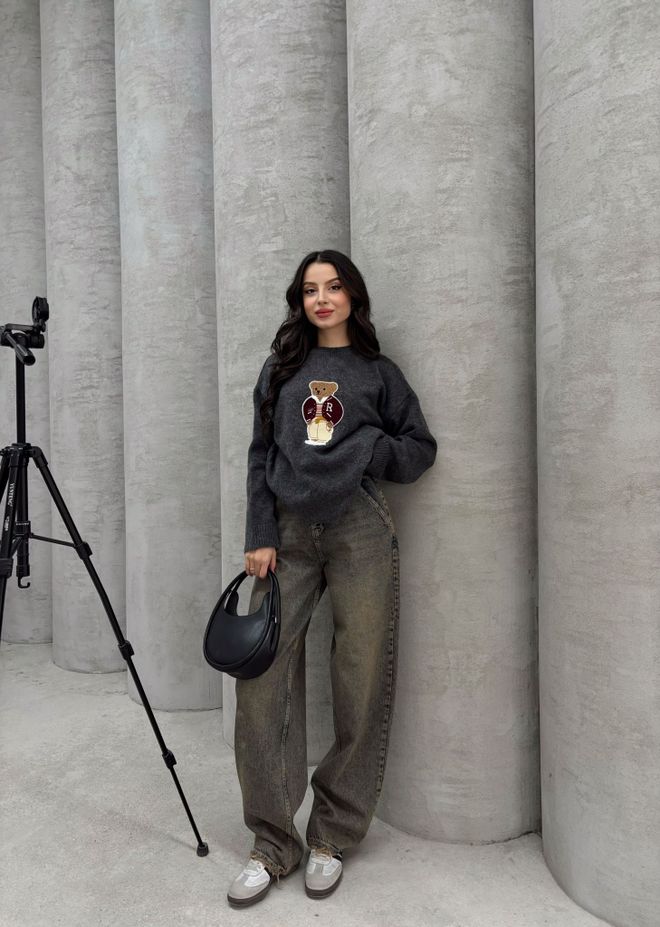 MyBee سترة مرتفعة رمادي ملابس بالجملة غير رسمي