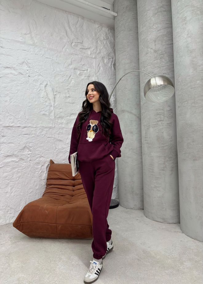MyBee Set Di Tuta A Tre Fili Rialzata Rosso Bordeaux Abbigliamento all'ingrosso Sportivo