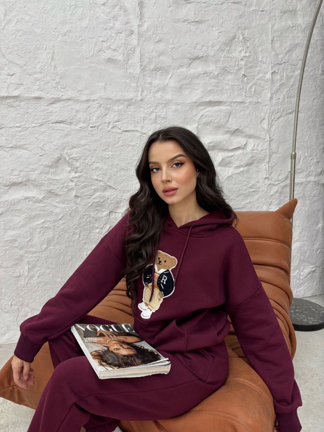 MyBee Conjunto De Chándal De Tres Hilos Elevados Rojo Claret Ropa al por mayor Sin tela