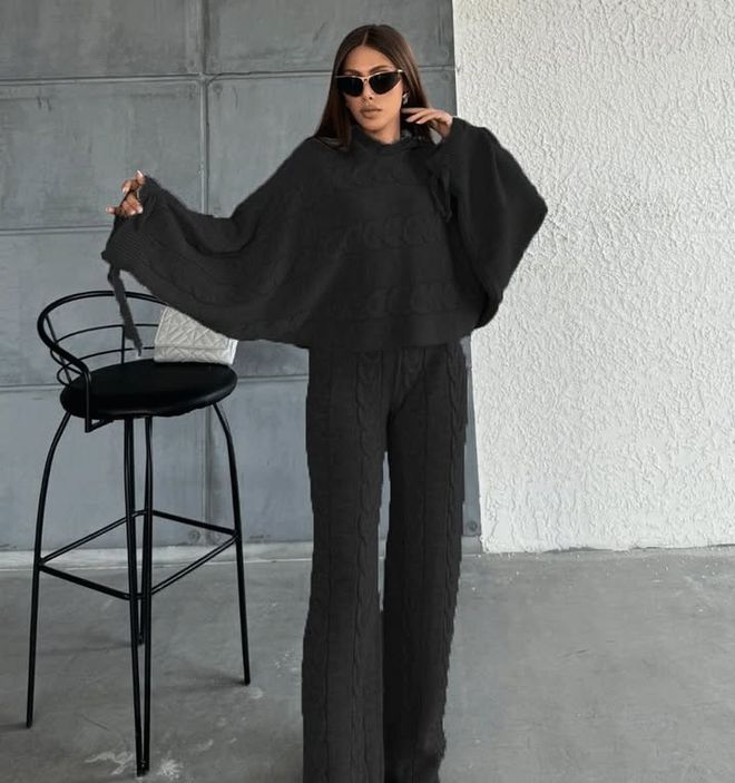 MyBee Hoddie Triko Takım Siyah Toptan Giyim Gündelik
