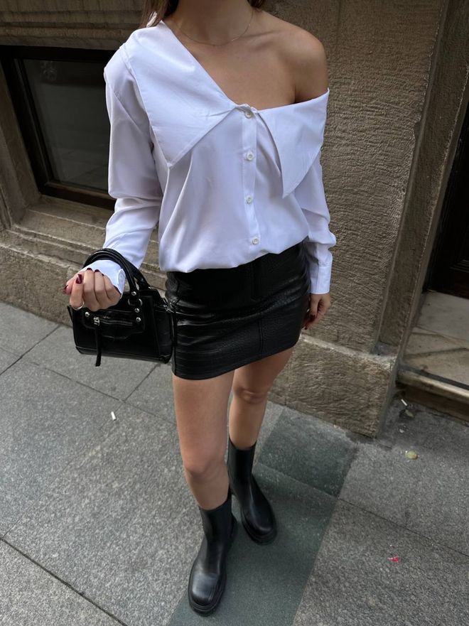 MyBee Chemise Détaillée À Col Blanc Vêtements en gros Décontracté