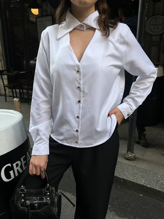 MyBee Overhemd Met Queen kraag Wit Groothandel Kleding Formeel