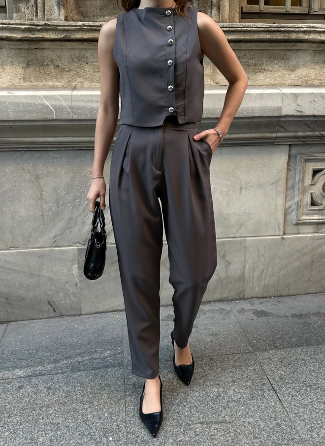 MyBee Abito Con Dettagli A Bottoni Grigio Abbigliamento all'ingrosso Formale