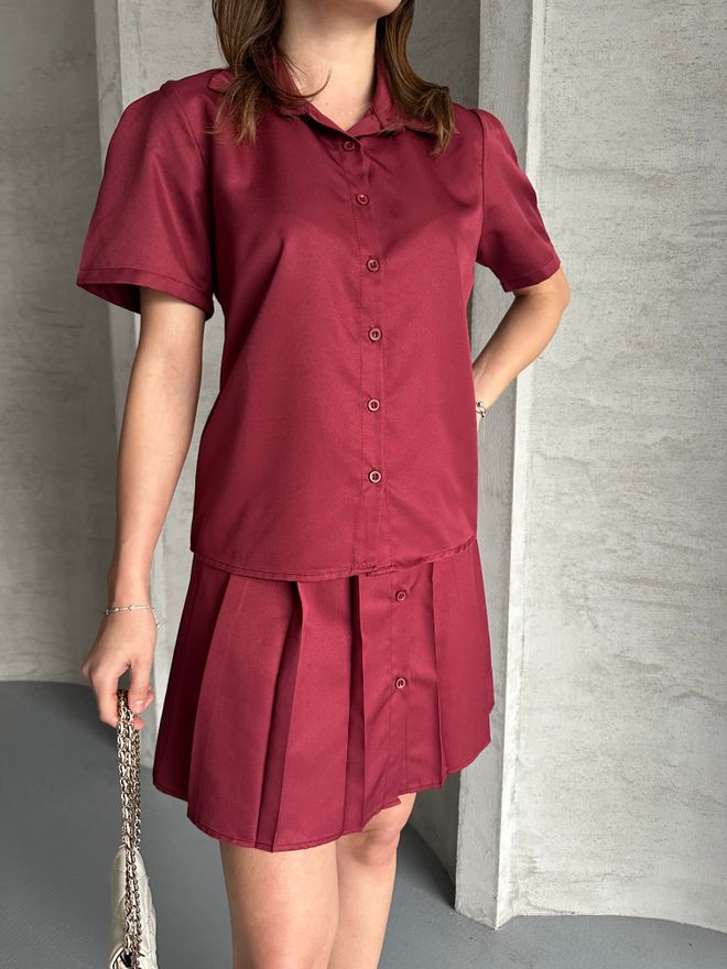 MyBee Set Met Gevoerde Rokken Bordeaux Groothandel Kleding Elegant