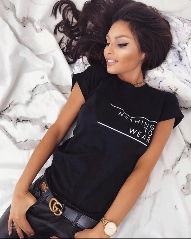 MyBee Nothing T Shirt Black Wholesale Clothing Casual