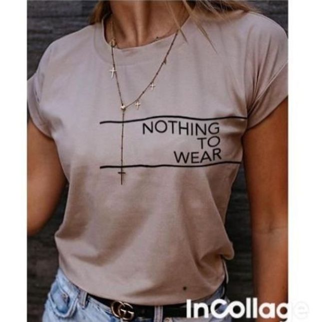 MyBee Nothing T Shirt Beige Wholesale Clothing Casual