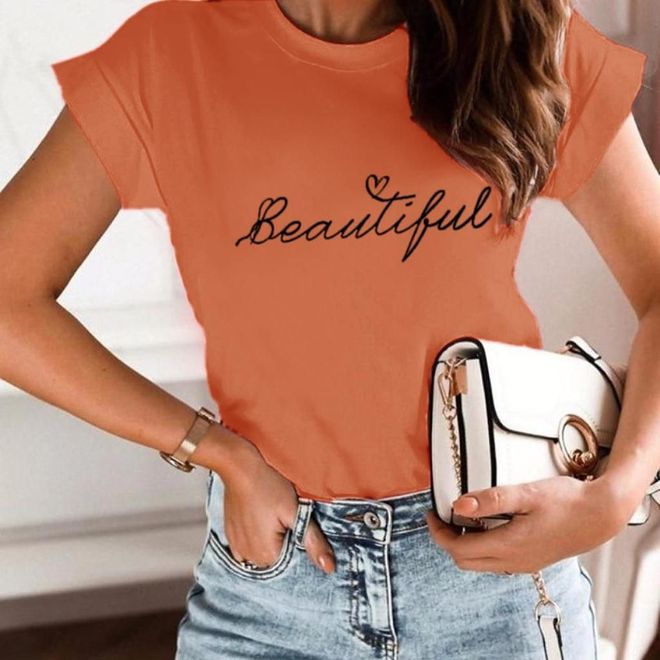 MyBee Mooi T shirt Oranje Groothandel Kleding Casual