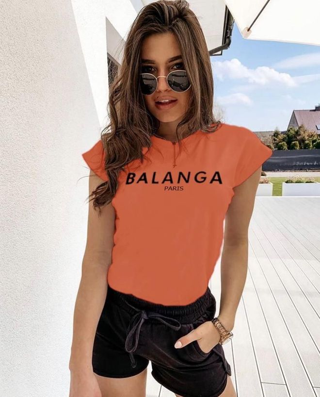 MyBee Balanga T shirt Oranje Groothandel Kleding Casual