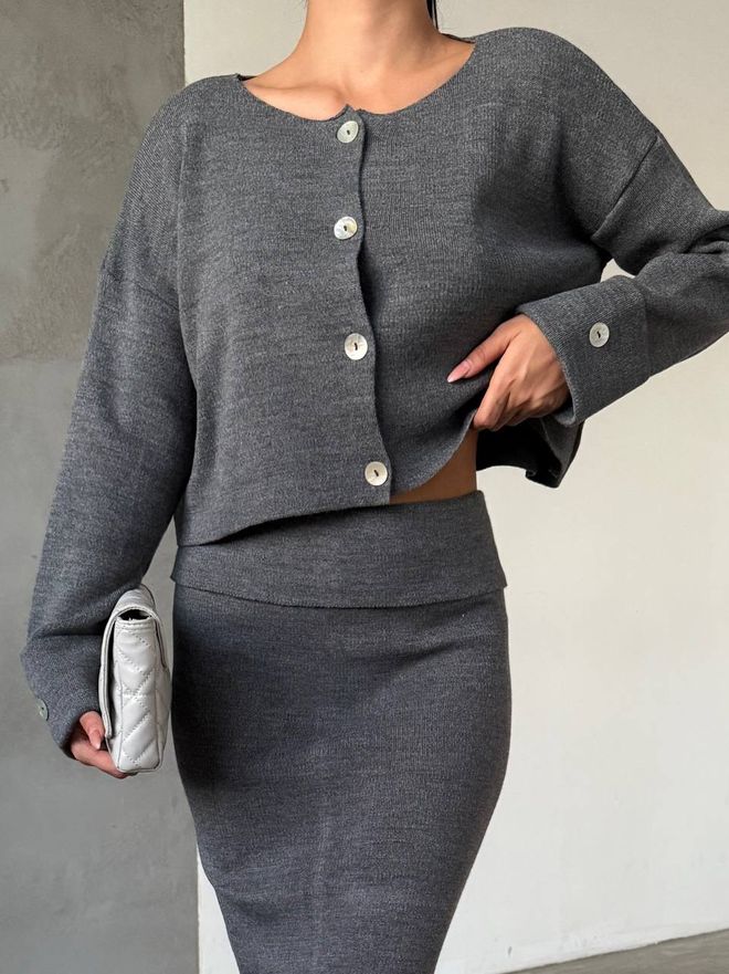 MyBee Cappadocia Gebreide Set Grijs Groothandel Kleding Wol