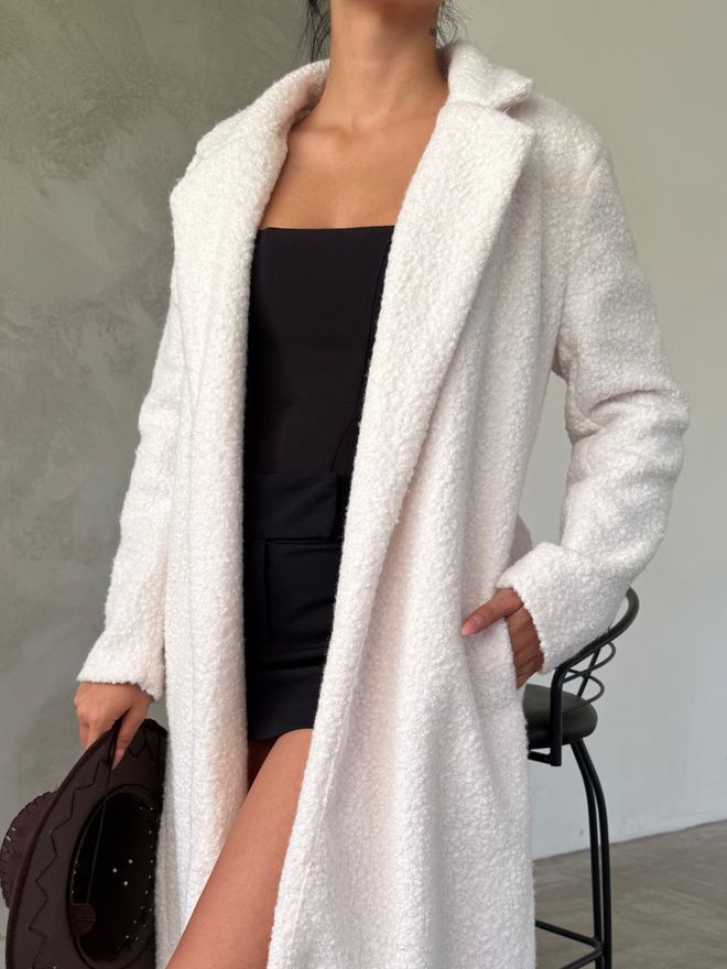 MyBee Crepe Coat White Wholesale Clothing Wool