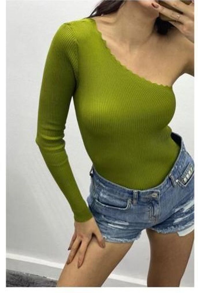 MyBee Crop Ladder A Braccio Singolo Verde Scuro Abbigliamento all'ingrosso Casuale