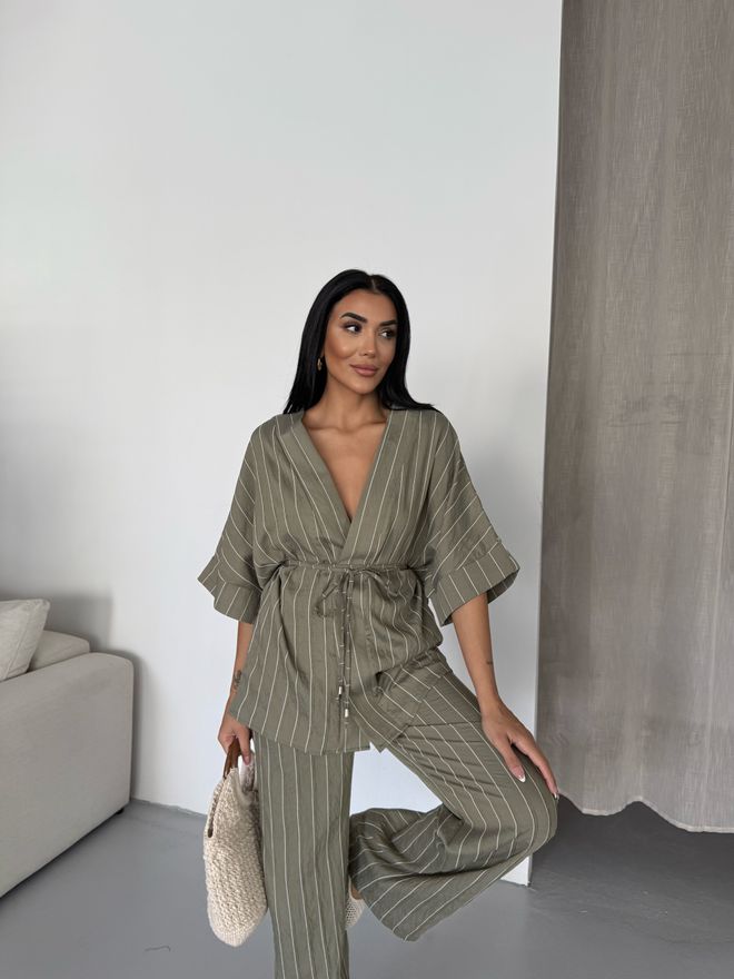 MyBee Traje A Rayas Verde Ropa al por mayor Algodón