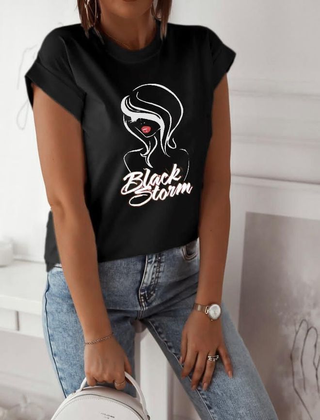 MyBee Zwart T shirt Zwart Groothandel Kleding Casual