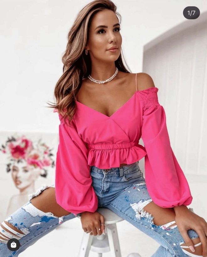 MyBee بلوزة بأحزمة فوشيا ملابس بالجملة غير رسمي