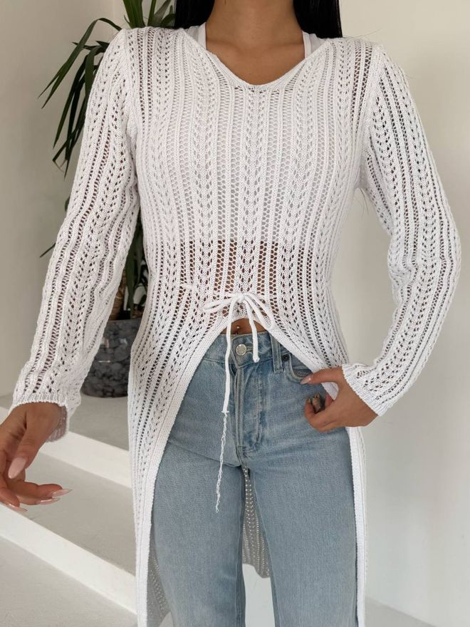 MyBee Knitwear Dress White Wholesale Clothing No Fabric