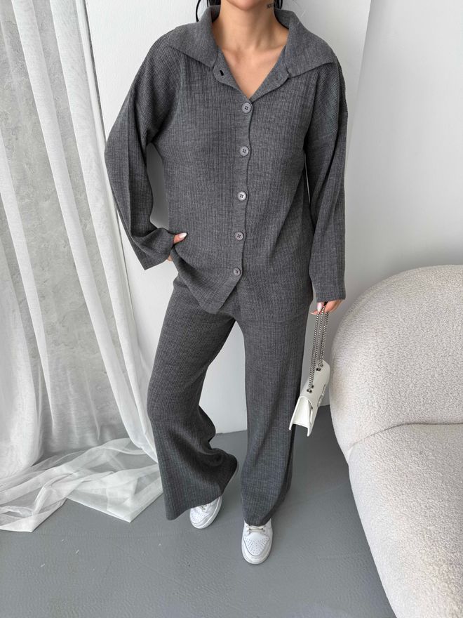 MyBee Fato Cinzento Às Riscas Casual Elegante Roupas por atacado 1